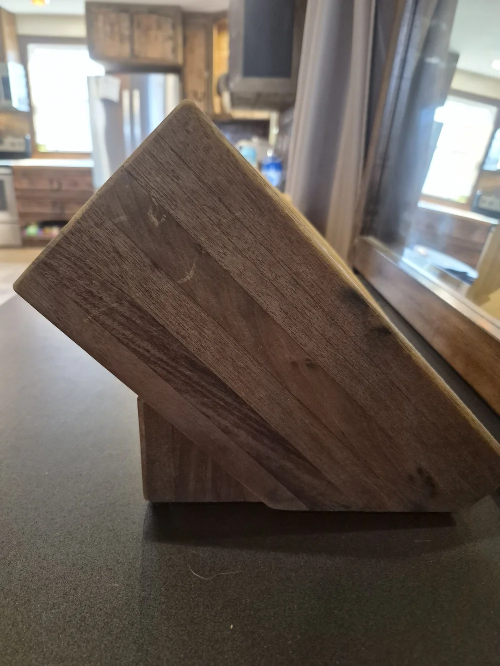 Vintage Rogers Wood knife holder Made in Brazil No Knives Oak 6 Slot